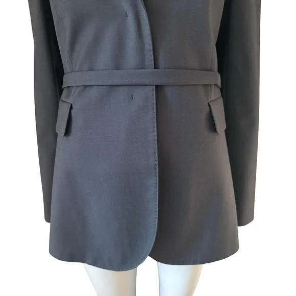 MARLOWE Made in Italy Wool Tailored Belted Blazer Blue Career Professional 42/8 - Picture 6 of 16